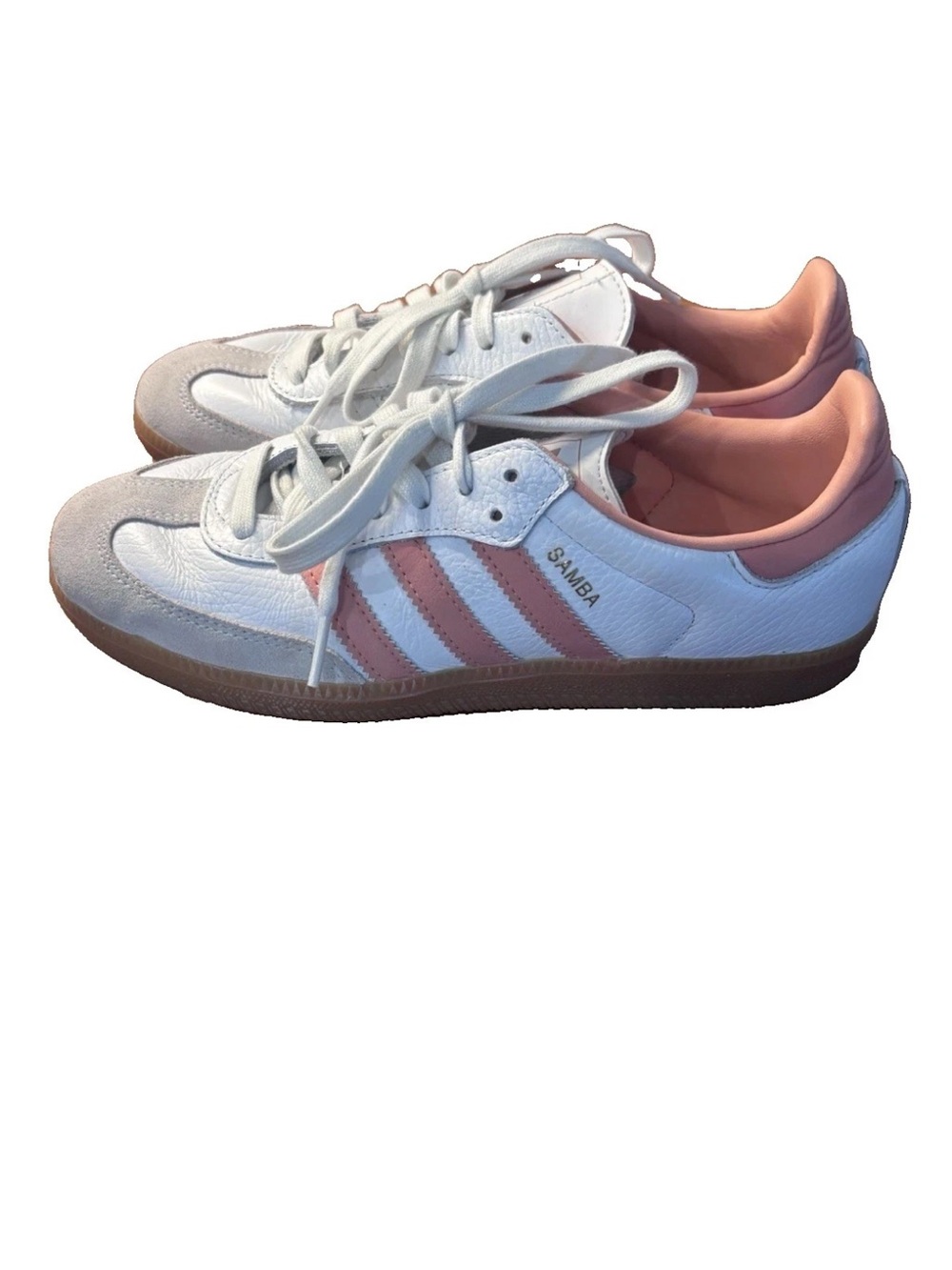 adidas Samba Women’s White & Pink Leather Sneakers size 6.5 WORN FEW TIMES